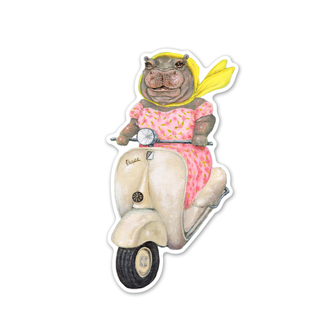 Sticker / Hippo Ride / Die Cut Vinyl Sticker