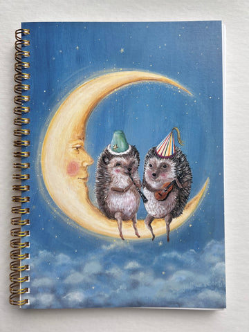 Spiral Bound Journal // Moon Party Hedgehogs // Dream Journal // Junk Journal