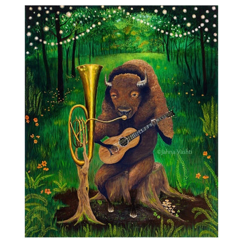 One Man Bison Band Print, 18x24