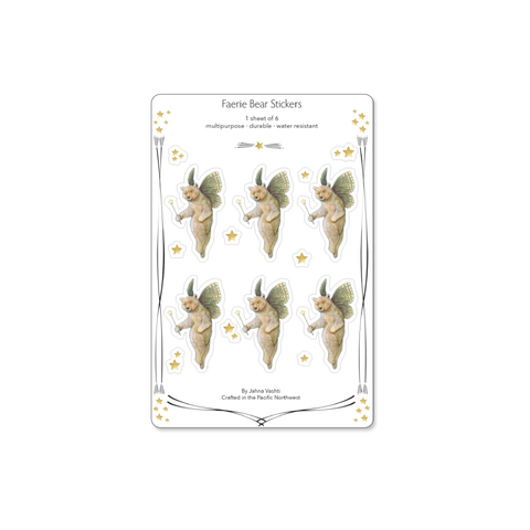 Faerie Bear Sticker Sheet // envelope seals // little vinyl stickers