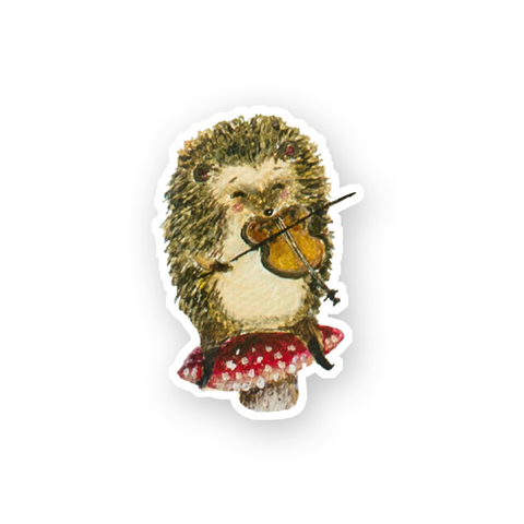 Sticker / Hedgehog Violinist / Die Cut Vinyl Sticker