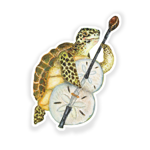 Sticker / Sea Turtle Bassist / Die Cut Vinyl Sticker