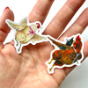Dancing Rooster & Hen sticker // Die Cut Vinyl Sticker