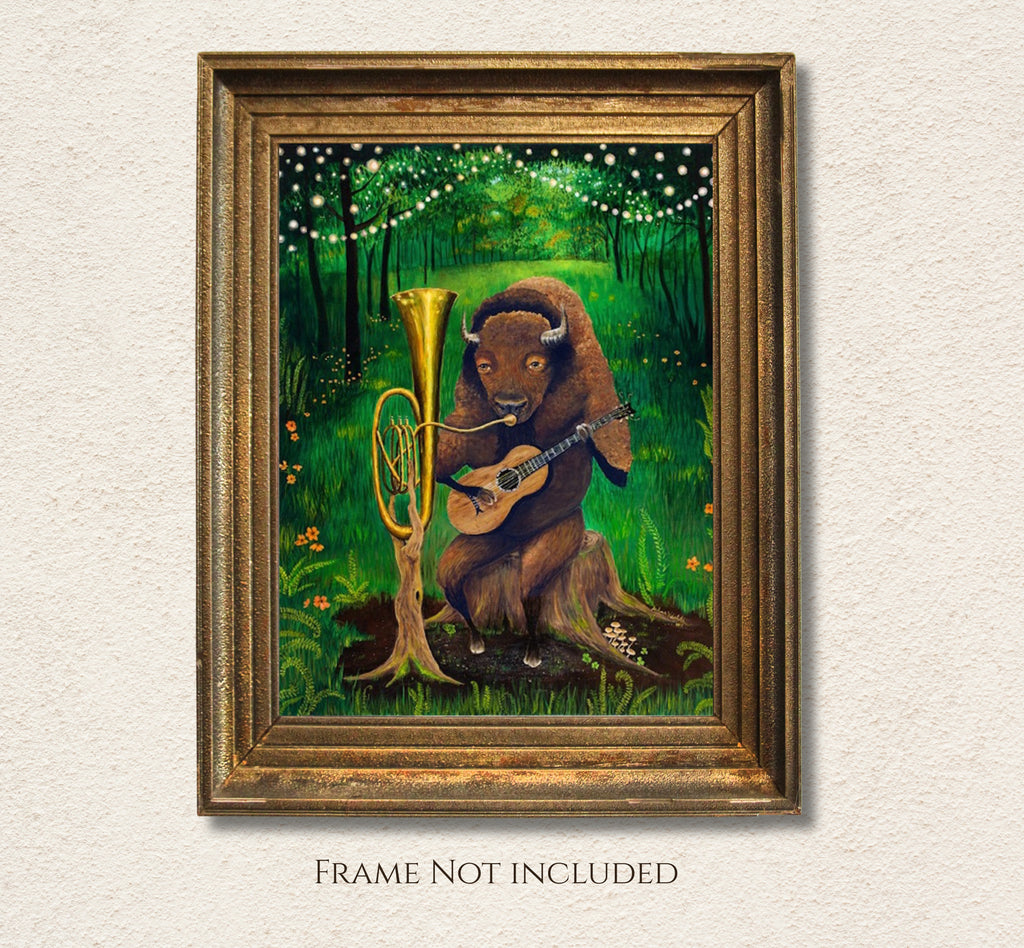 One Man Bison Band Art Print – Multiple Sizes Available