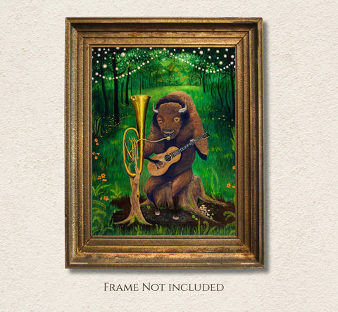 One Man Bison Band Art Print – Multiple Sizes Available