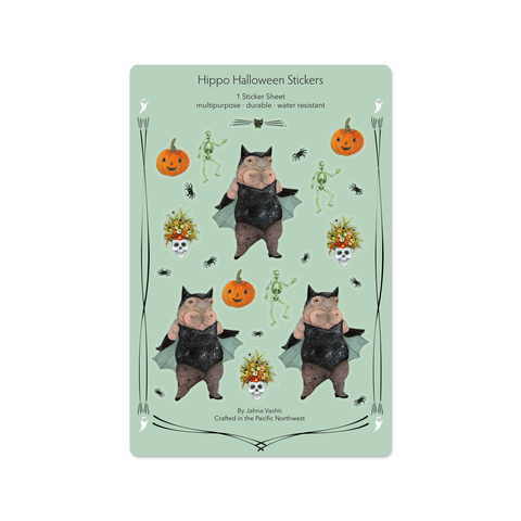 Hippo Halloween Sticker Sheet