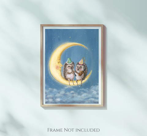 Moon Party Print Art Print – Multiple Sizes Available
