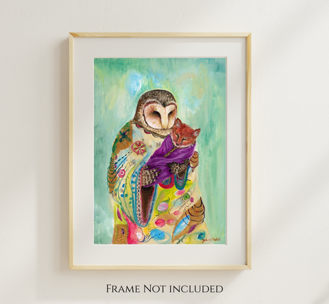 Mother Owl Print Art Print – Multiple Sizes Available