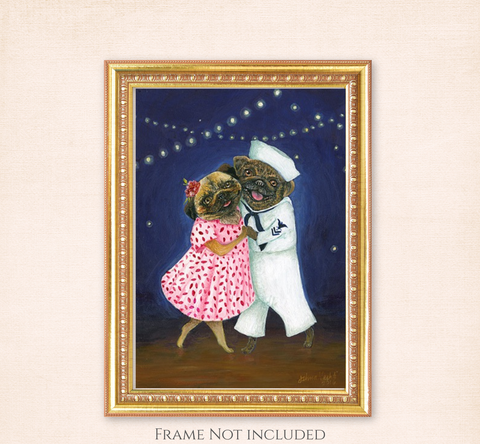 Pug Hop Print Art Print – Multiple Sizes Available