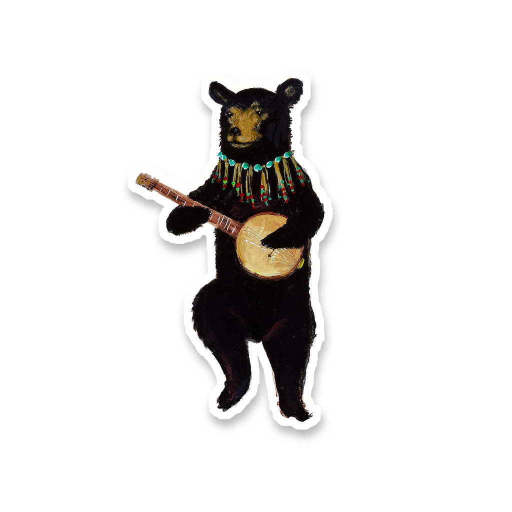 Vinyl Sticker // Banjo Bear // Die Cut Vinyl Sticker