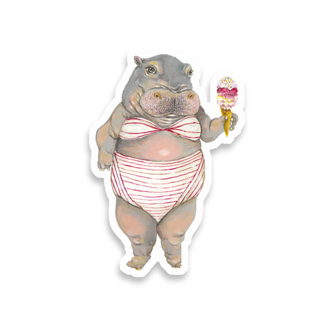 Vinyl Sticker // Delores the hippo // Die Cut Vinyl Sticker