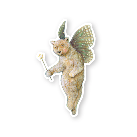 Vinyl Sticker // Faerie Bear // Die Cut Vinyl Sticker