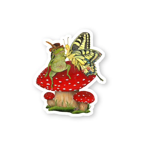 Vinyl Sticker // Frog & Butterfly // Die Cut Vinyl Sticker