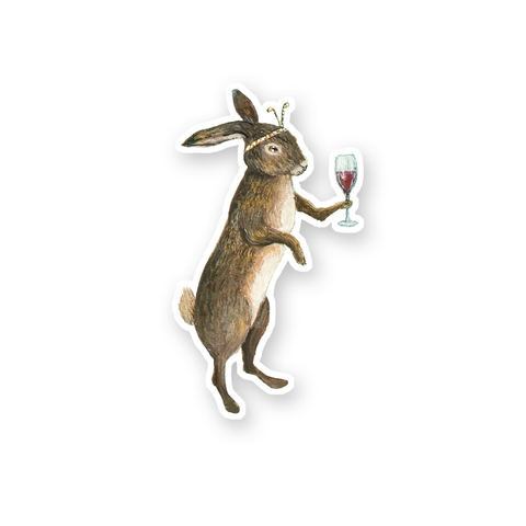 Wine rabbit sticker // Die Cut Vinyl Sticker